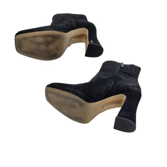 Sam Edelman Jaye Black Suede Leather High Heel Womens Ankle Boots 8 Zipper Logo - Picture 8 of 10